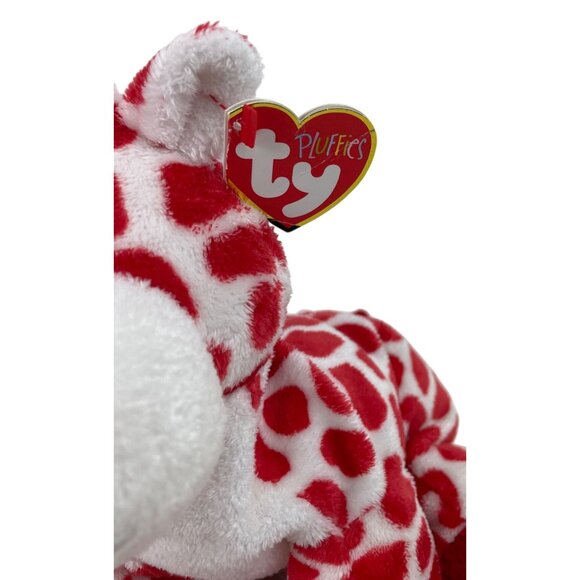 Ty Pluffies Kisser Giraffe Red White 9" Beanie Stuffed Animal 2007 w/Tags - Picture 3 of 12